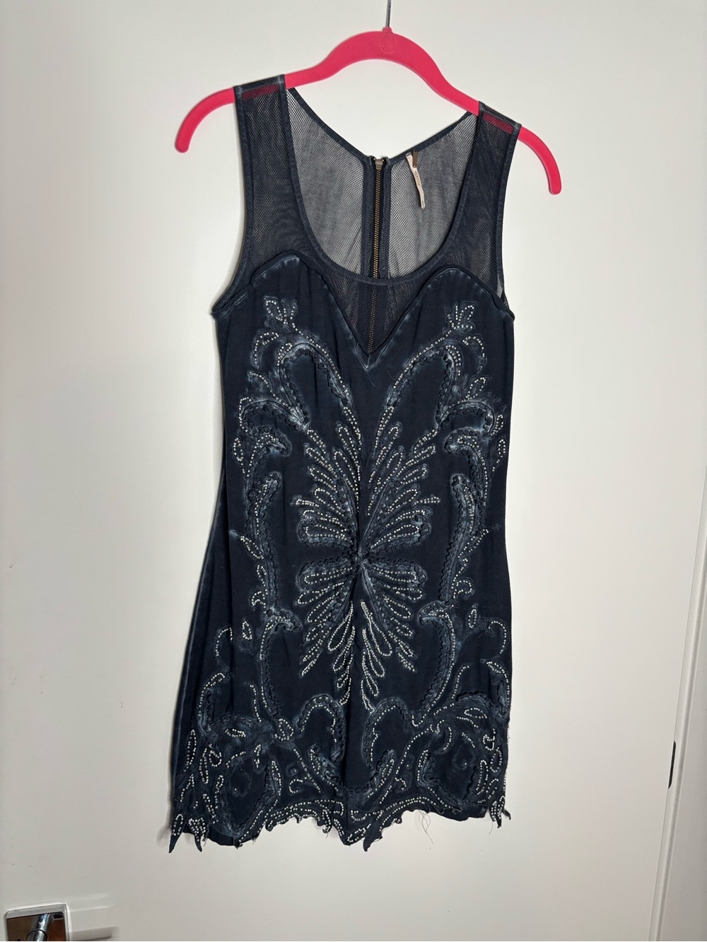 Beaded Black Mesh Cocktail Dress